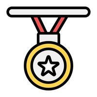 Star medal icon in flat style, achievement concept vector