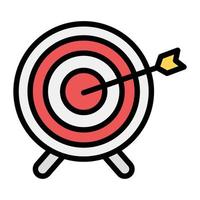 Arrow hitting on board, archery game in modern flat style vector