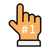 First position icon in flat style, hand gesture vector