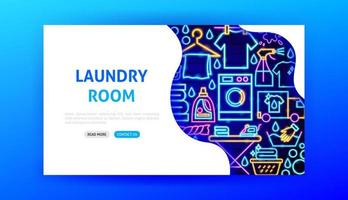 Laundry Room Neon Landing Page vector