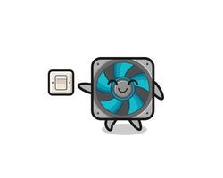 cartoon computer fan is turning off light vector