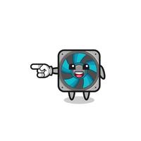 computer fan cartoon with pointing left gesture vector