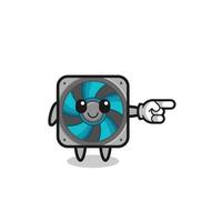 computer fan mascot with pointing right gesture vector
