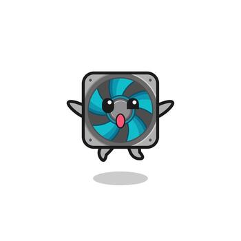 computer fan character is jumping gesture vector