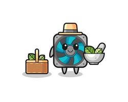 computer fan herbalist cute cartoon vector