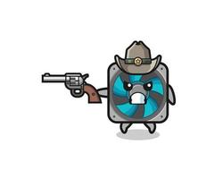 the computer fan cowboy shooting with a gun vector