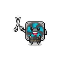 computer fan character as barbershop mascot vector