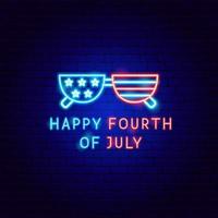 Happy Fourth of July Neon Label vector