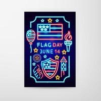 Flag Day Neon Flyer vector