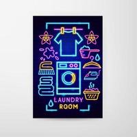 Laundry Room Neon Flyer vector