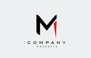 M red alphabet letter logo icon with black colour. Creative design for business and company vector