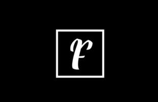 black and white F alphabet letter logo icon. Simple square design for business and company vector
