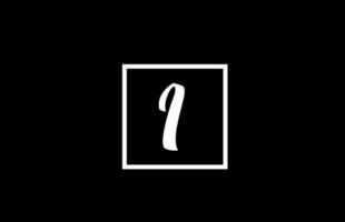 icono del logotipo de la letra del alfabeto i en blanco y negro. diseño cuadrado simple para negocios y empresas vector