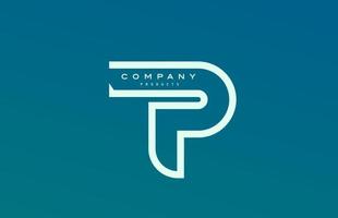 icono del logotipo de la letra del alfabeto p blanco azul con línea. diseño para negocios y empresa vector