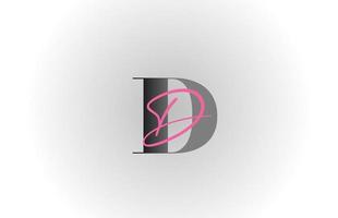 grey pink D alphabet letter logo icon. Creative design for company and business vector