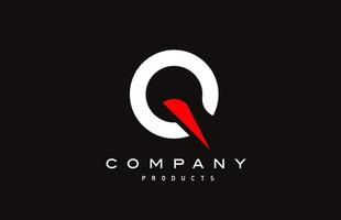 q icono del logotipo de la letra del alfabeto rojo con color negro. diseño creativo para negocios y empresas vector