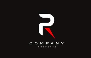 r icono del logotipo de la letra del alfabeto rojo con color negro. diseño creativo para negocios y empresas vector