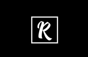 icono del logotipo de la letra del alfabeto r en blanco y negro. diseño cuadrado simple para negocios y empresas vector