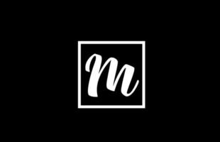icono del logotipo de la letra del alfabeto m en blanco y negro. diseño cuadrado simple para negocios y empresas vector
