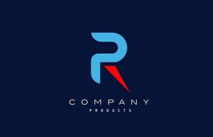 blue red R alphabet letter logo icon. Design for company and business vector