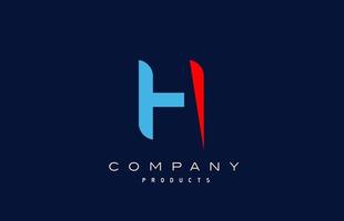 blue red H alphabet letter logo icon. Design for company and business vector