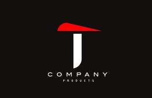 t icono del logotipo de la letra del alfabeto rojo con color negro. diseño creativo para negocios y empresas vector