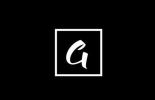 icono del logotipo de la letra del alfabeto g en blanco y negro. diseño cuadrado simple para negocios y empresas vector