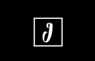 icono del logotipo de la letra del alfabeto j en blanco y negro. diseño cuadrado simple para negocios y empresas vector