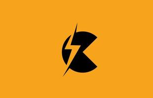 C black yellow alphabet letter logo icon. Electric lightning design for power or energy business vector