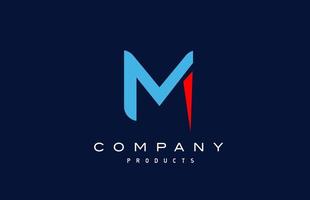 blue red M alphabet letter logo icon. Design for company and business vector