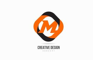 M alphabet letter logo icon in orange colour. Design for business and company vector