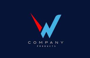 blue red W alphabet letter logo icon. Design for company and business vector