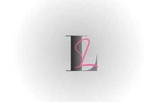 grey pink L alphabet letter logo icon. Creative design for company and business vector