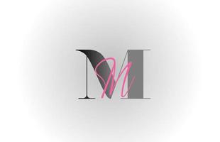 grey pink M alphabet letter logo icon. Creative design for company and business vector