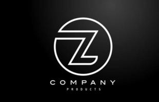 Z white alphabet letter logo icon with black colour. Creative design for company and business vector