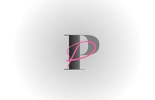 icono del logotipo de la letra del alfabeto p rosa gris. diseño creativo para empresas y negocios vector