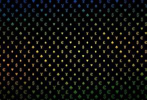 Dark multicolor, rainbow vector pattern with symbol of cards.