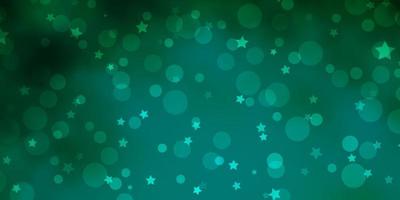 Light Green vector texture with circles, stars.