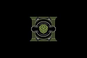Vintage Retro Hop with Pillar for Brewing Brewery Label Logo Design Vector