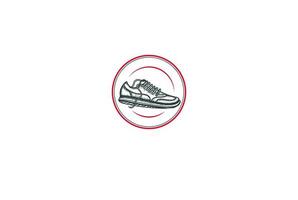 vector de diseño de logotipo de etiqueta de emblema de tienda de zapatos deportivo retro vintage