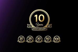 Elegant Luxury 10 20 25 30 50 75 100 Years Anniversary Logo Design Vector