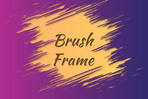 Violet Grunge Background with Yellow Brush Paint Ink Stroke Frame. Vector illustration