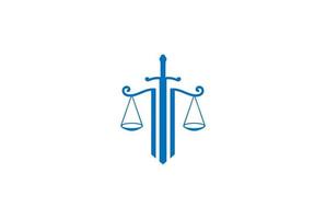 Simple Minimalist Sword Blade with Scale for Attorney Justice Law Logo Design Vector