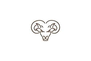 cordero con cuernos cabra cabeza de oveja para el vector de diseño del logotipo del zodiaco aries