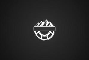 Mountain Hill with Gear Cog for Mining or Bike Sport Badge Label Seal Sticker Logo Design Vector