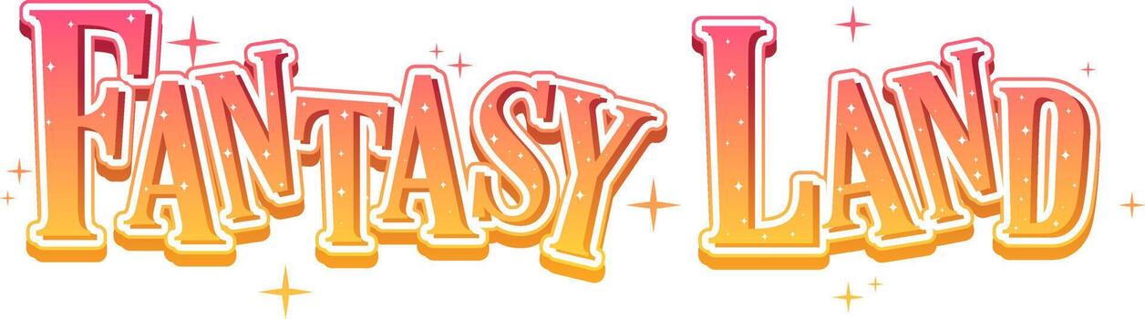 palabra de texto de tierra de fantasía con degradado amarillo vector