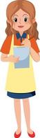 Young female waitress taking an order cartoon character on white background vector