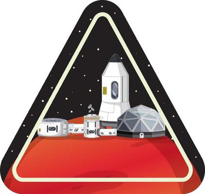 Settlement in the space badge on white background