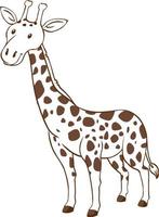 Giraffe in doodle simple style on white background vector