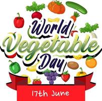 World Vegetable Day banner with vegetables and fruits vector